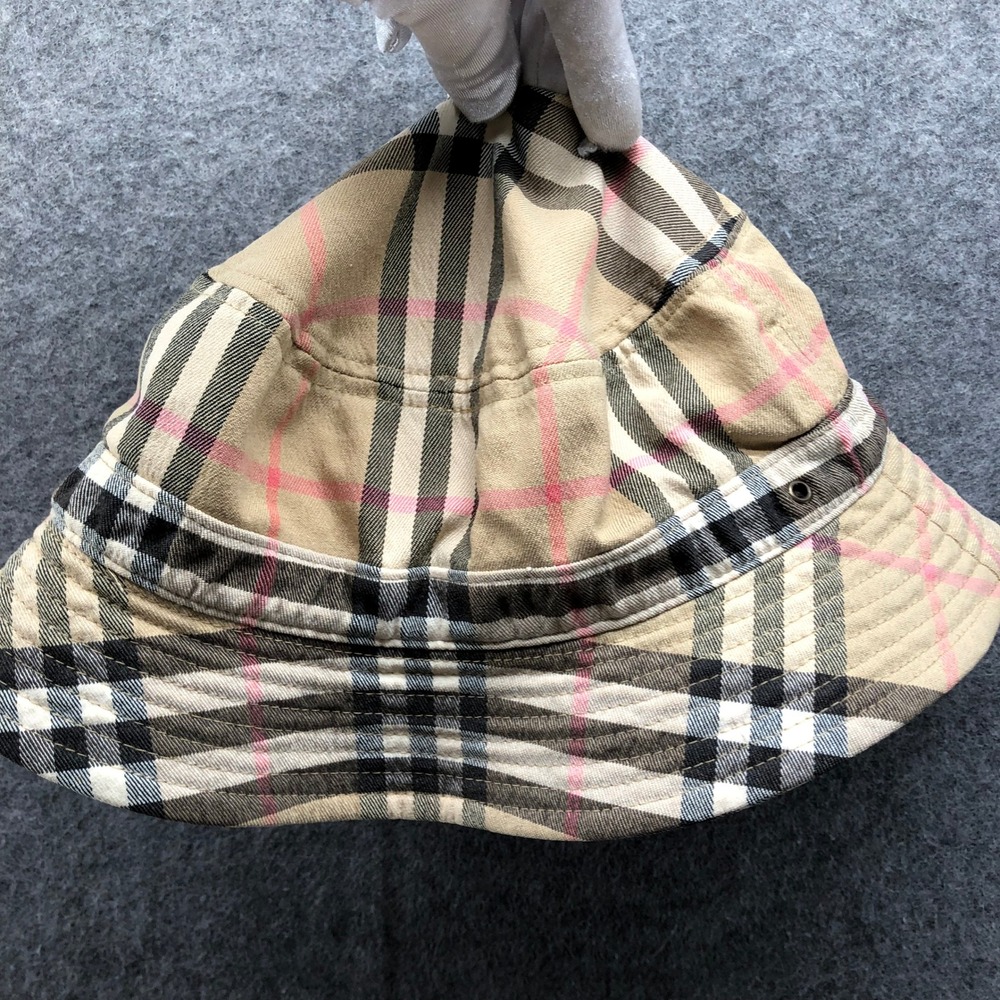 Vintage Y2K Burberry Golf Nova Check Bucket Hat Plaid Sun Cap Beige Size L/XL - Picture 5 of 11